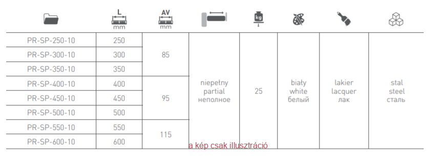 GTV görgős fióksín 550mm fehér
