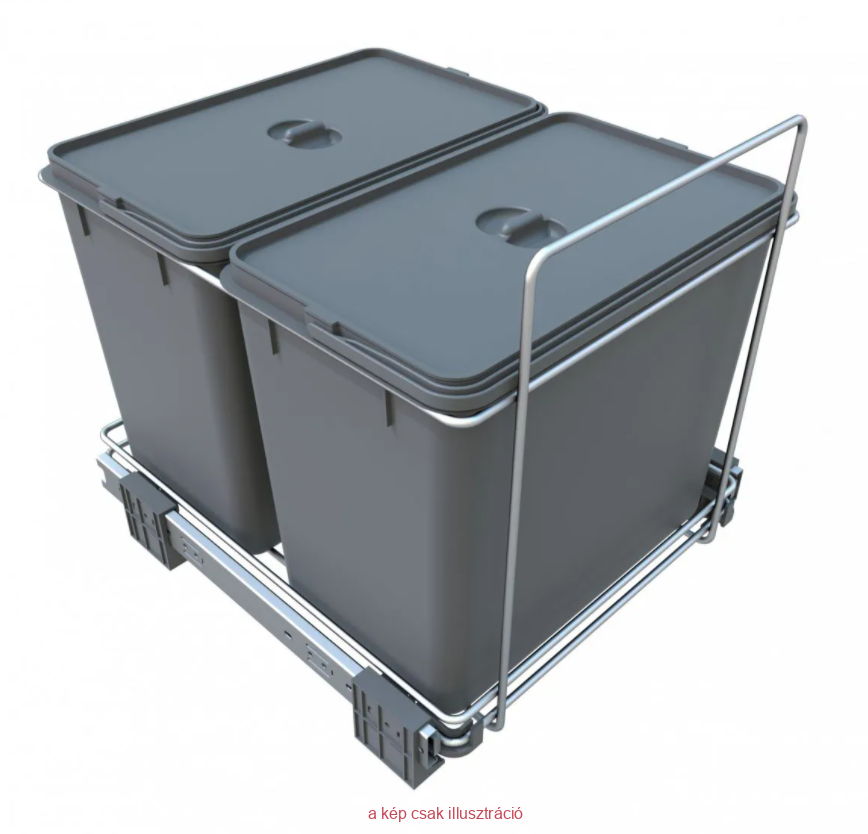 Ajtóra szerelhető Ecofil hulladéktároló szürke 2x18l 400 mm