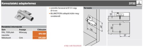 970.1501 BLUM BLUMOTION keresztalakú adapterlemez