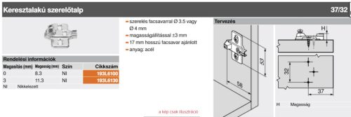 BLUM MODUL kivetőpánt szerelőtalp csavar nélkül