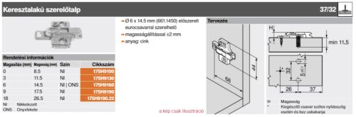 175H9160 BLUM CLIP szerelőtalp 6mm-el magasított