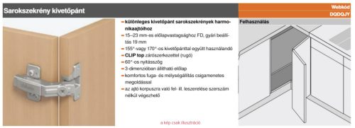 BLUM CLIP top harmonikaajtó kivetőpánt 60°