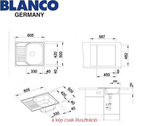 Mosogató Blancotipo 45S mini 605x500mm