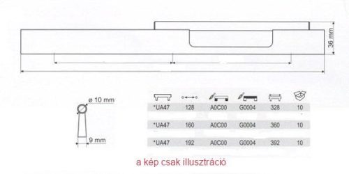 Fogantyú UA47 192 mm fekete-króm