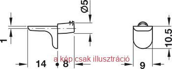 Polctartó 5mm furatba csavarozható nikkel  HL282.24.703