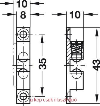 Dupla golyós csappantyú 43*8mm sárgaréz
