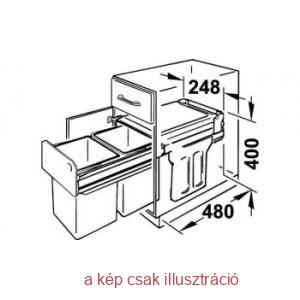 HAILO két rekeszes hulladéktároló/szemetes 2x15L  300mm előlap nélkül