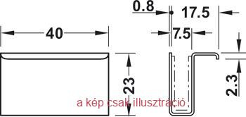 Fogantyús ellendarab, Mágneses nyomórögzítőhöz, üvegajtó, magasság 23 mm