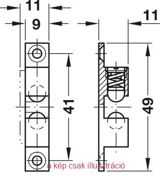 Dupla golyós csappantyú 49*9mm nikkel