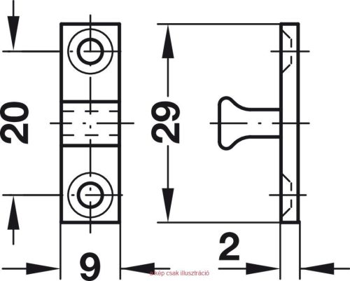 Dupla golyós csappantyú 49*9mm nikkel