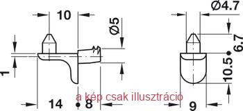 Polctartó 5mm 2db. ék orral nikkel 125kg HL282.24.720