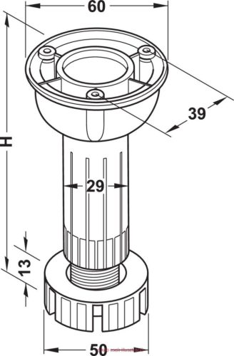Műanyag szintezőláb 100mm fekete