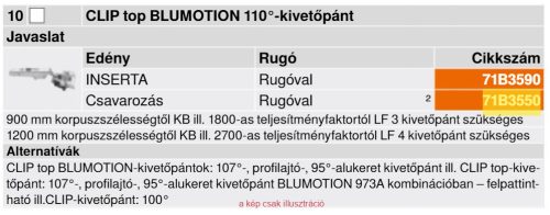 BLUM CLIP Top BLUMOTION kivetőpánt ráütődő fékes 110° Onyx fekete 71B3550 ONS