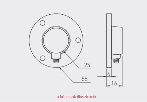 GTV kerek mándlirúd fali tartó 25mm MR-RS025-001