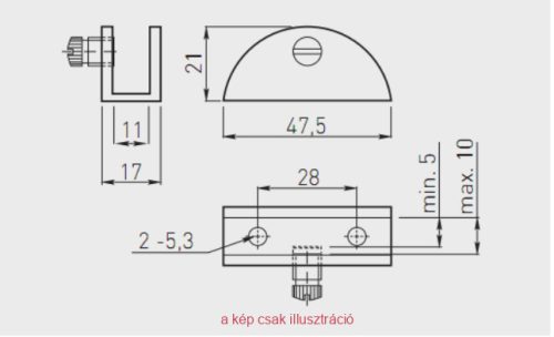 Üveg polctartó króm PP-HS2710-01 5-10mm