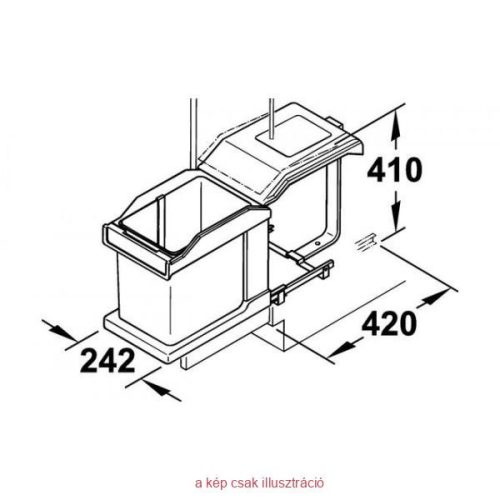 HAILO egyrészes hulladéktároló 20L 400mm ajtóhoz nem  rögzíthető