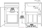 HAILO két rekeszes hulladéktároló/szemetes 19+30L 500mm előlap nélkül