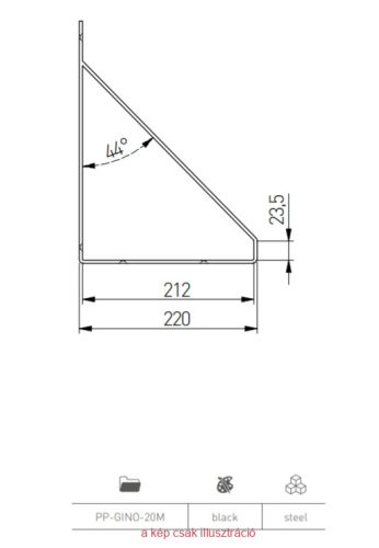 Polctartó GTV GINO 300x220mm matt fekete