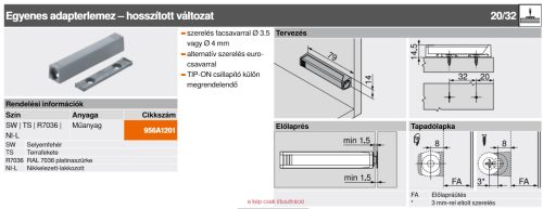 BLUM Tip-On hosszított egyenes adapter fekete 956A1201