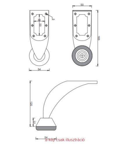 Fémbútorláb ATM DN-750 G2 120mm króm