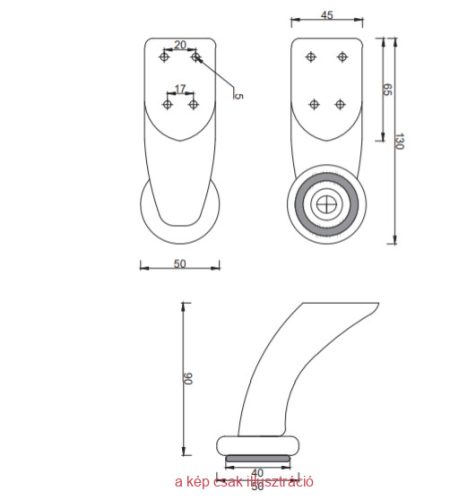 Fémbútorláb ATM DN-712 100mm nikkel
