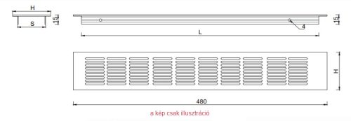 ATM Szellőzőrács 60x250mm inox