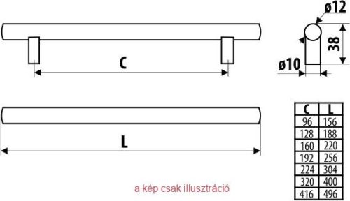 GAMET RE29 Fogantyú L36 128mm Matt fekete