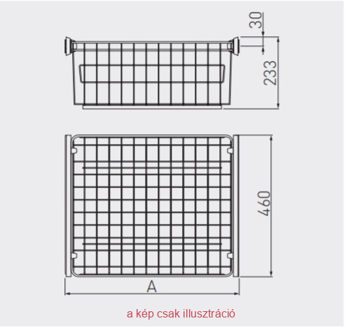 Gardrob kosár 800mm sín nélkül antracit