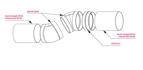 125mm kerek légcsatorna 45 fokos idom