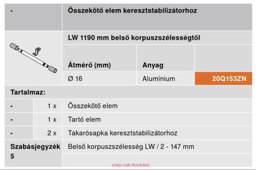 C22Q080Z BLUM AVENTOS HL keresztstabilizátor rúd összekötő