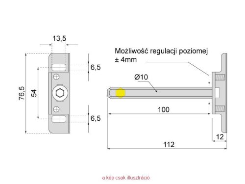 Rejtett polctartó MS-307 L100mm 36051