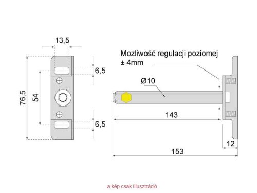 Rejtett polctartó MS-307 L150mm 36051