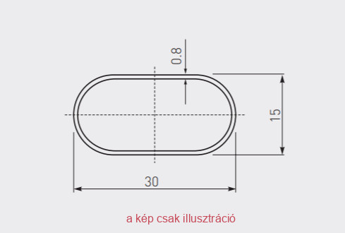 Ovál Mándlirúd 30x15x3000mm  fekete